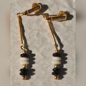Gold and Black Dangle Earrings